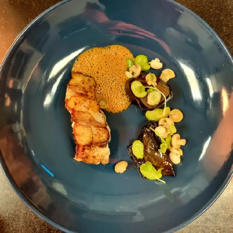 Plat gastronomique du restaurant La Cours des Sens à Ceintrey